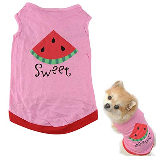 Howstar Pet Shirt Printed Puppy Shirt Dog Clothes Soft Vest for Summer Pet Apparel -XS Pink- Howstar Pet Shirt Printed Puppy Shirt Dog Clothes Soft Vest for Summer Pet Apparel -XS Pink-