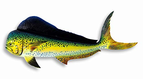 LX Handpainted Green Dolphin Mahi Mahi Wall Mount Decor Plaque 18"