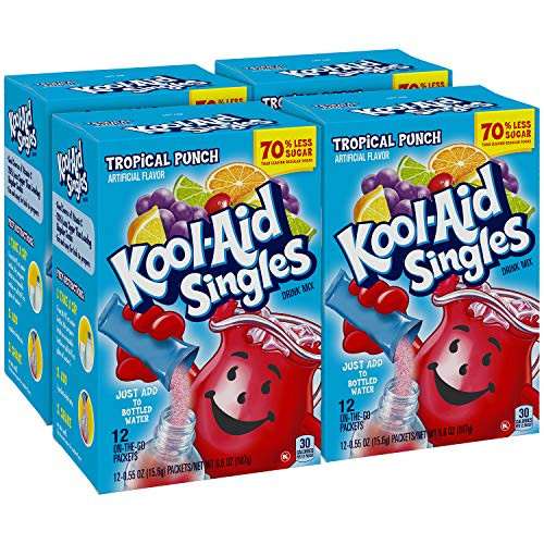 Kool-aid Singles Tropical Punch 12-0.55 OZ Packets -Pack - 4-