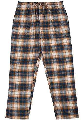 North 15 - Men s Yarn-Dyed percent 100 Cotton Flannel Pajama Lounge Pant-1222-Design16-XL Brown-Navy