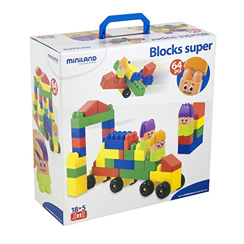 Miniland Super Blocks with Characters, 64-Pieces