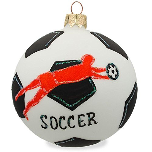 BestPysanky Soccer Player Glass Ball Christmas Sports Ornament 3.25 Inches