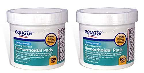 Equate - -Pack of 2- Hygienic Cleansing Pads  Hemorrhoidal Vaginal Medicated Pads  100 Pads Each