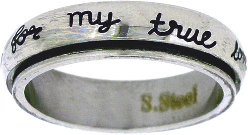 Solid Rock Jewelry Stainless Steel I Will Wait for My True Love Cursive Font Christian Purity Spin Ring Style 364-SIZE 7 Solid Rock Jewelry Stainless Steel I Will Wait for My True Love Cursive Font Christian Purity Spin Ring Style 364-SIZE 7