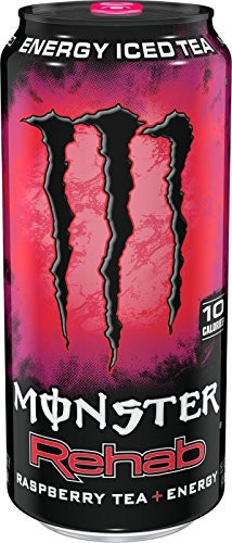 Monster Rehab Tea  Plus  Energy Drinks 6 - 15.5oz Cans -Raspberry-