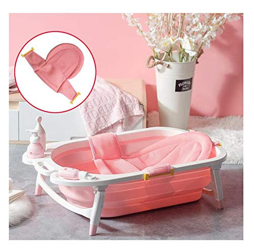 Gaoshi Baby Bath Seat Support Net  with Four Safety Support Corner  T-Bath Bathtub Sling Shower Mesh  Adjustable Comfortable Non-Slip Bath Seat for Infant 0-3 Years Sitting and Lying in Bath -Pink-