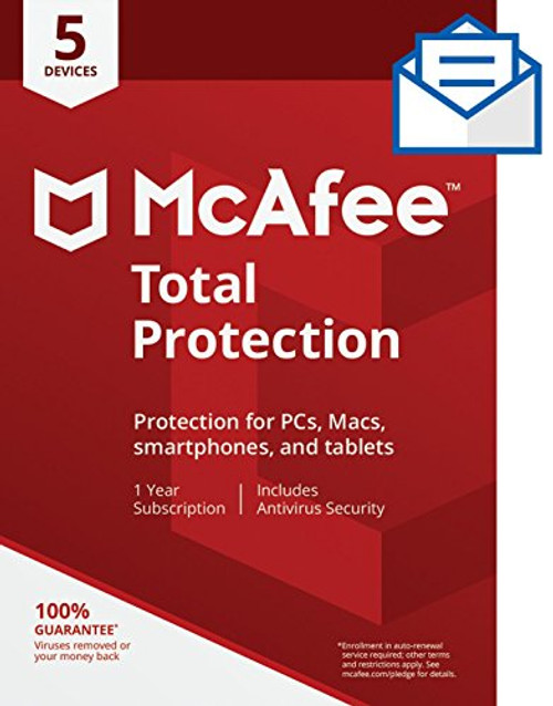 McAfee Total Protection|Antivirus| Internet Security| 5 Device| 1 Year Subscription| Activation Code by Mail |2019 Ready