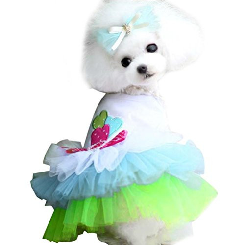 Small Dog Girl Dress Wakeu Lace Tutu Vest Apparel Clothes for Pet Puppy -XS Green- Small Dog Girl Dress Wakeu Lace Tutu Vest Apparel Clothes for Pet Puppy -XS Green-
