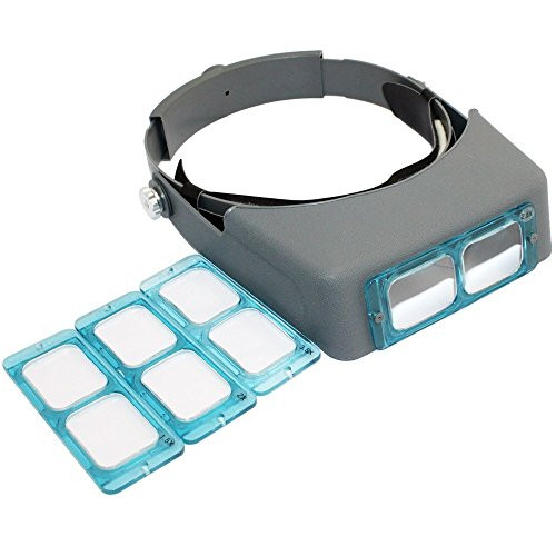 Headband Magnifier Homa Head Mounted Magnifier Jewelers Jewelry Visor Opitcal Glass Binocular Magnifier with 4 Lens - 1.5X 2X 2.5X 3.5X Magnification