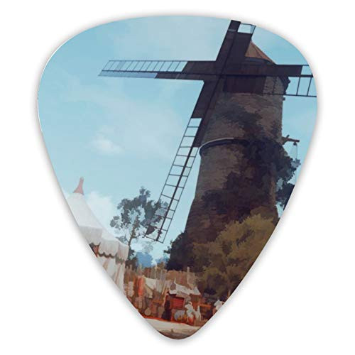 Guitar Bass Picks Grip for electric guitar  acoustic guitar  Ukulele  mandolin Medium Windmill Painting -12 Pack-