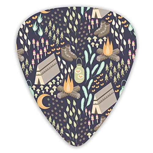 Guitar Bass Picks Grip for electric guitar  acoustic guitar  Ukulele  mandolin Medium Camp Pattern -12 Pack-