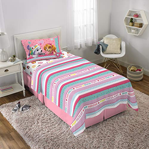 Nickelodeon Paw Patrol Kids Bedding Soft Microfiber Sheet Set Twin Size 3 Piece Pack Pink/White Girls Design