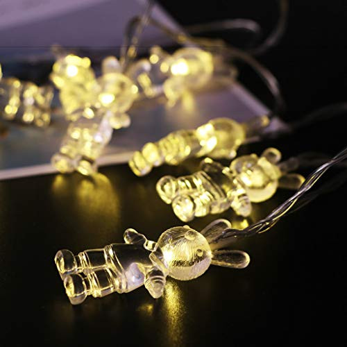 Easter Decoration Lights  Rabbit Bunny Festive String Lights Cute Rabbit Festive Fairy Lights Battery Operated for Indoor Outdoor Home Party Wedding Camping  Birthday Bedroom House -Yellow-B-