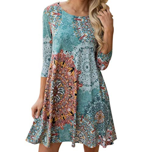 NREALY Falda Womens Long Sleeve Vintage Boho Maxi Evening Party Beach Floral Dress?XL? Multicolor? NREALY Falda Womens Long Sleeve Vintage Boho Maxi Evening Party Beach Floral Dress?XL? Multicolor?