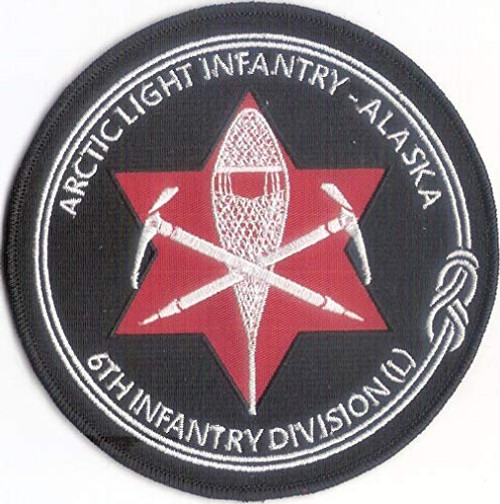 6th Infantry Division Arctic Light Embroidered Patch - 5 inch Diameter  Wax Backed  merrowed Edged - Fort Richardson  Alaska - Light Infantry - Arctic Soldiers - Arctic Rangers - US Army Infantry