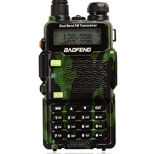 Two Way Radio,Baofeng Walkie Talkie UV-5R5 5W Dual-Band Two-Way Ham Radio Transceiver UHF/VHF 136-174/400-520MHz,65-108MHz FM with Upgraded Earpiece,Built-in VOX Function,Battery,Charger - Camo