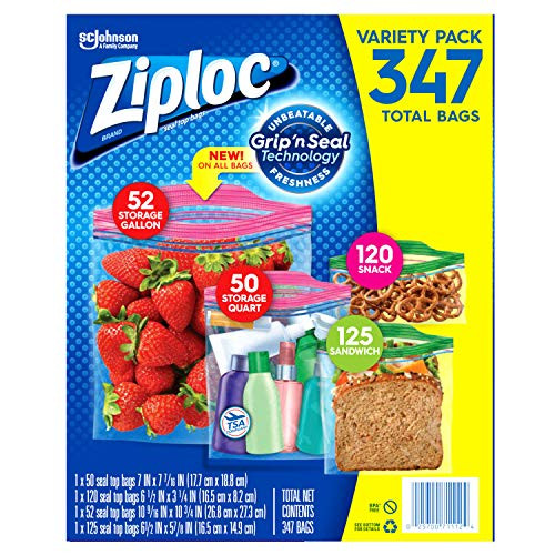 Ziploc Gallon  Quart  Snack  and  Sandwich Bags -Variety 347 Bags-