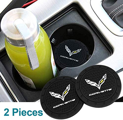 JSAMZ 2 Pack 2.75 Inch Diameter Oval Cup Holder Insert Coaster Anti Slip Cup Mat -Corvette-