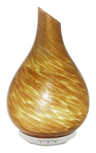 SpaRoom Bliss Handblown Glass Ultrasonic Essential Oil Diffuser, Gold, 1.35 Pound