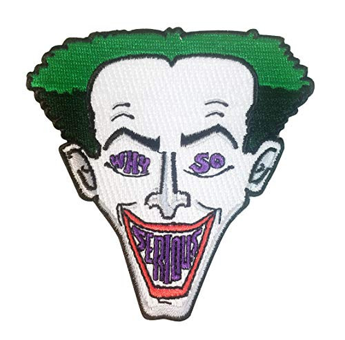 Why So Serious? Clown Face Green Hair Parody Design - Iron on Embroidered Patch Applique