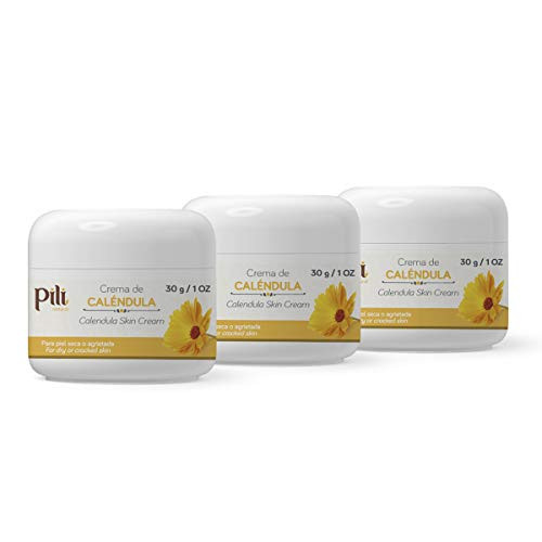 Pili Natural Calendula Cream - Moisturizing Cream for Rough  Dry  or Chapped Skin - Crema de Calendula -pack 3 x 1oz each-