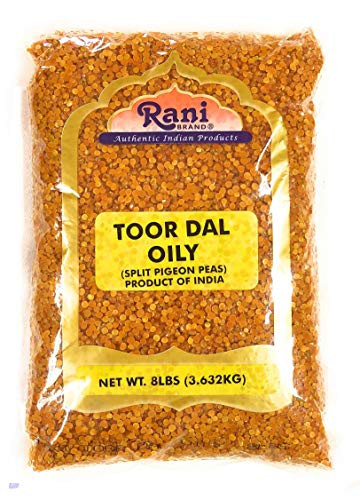 Rani Toor Dal -Split Pigeon Peas- Oily 8lbs -128oz- Bulk ~ All Natural - Gluten Free Ingredients - NON-GMO - Vegan - Indian Origin