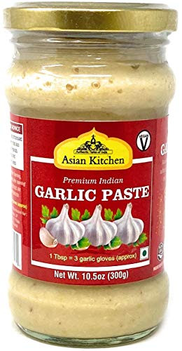 Asian Kitchen Garlic Cooking Paste 10.5oz -300g- ~ Vegan - Glass Jar - Gluten Free - NON-GMO - No Colors - Indian Origin