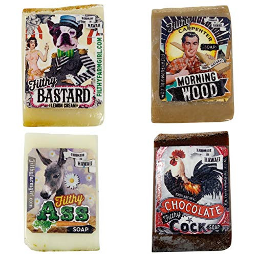 Novelty Handmade Mini Gift Soap Bars 4 Bars Per Order by Filthy Farmgirl -Variety Pack4-