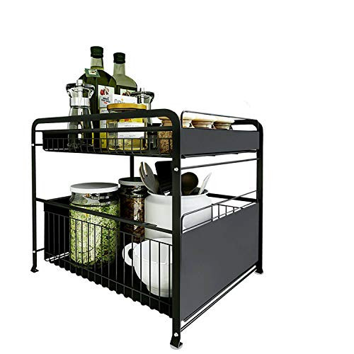 2 Tier Sink Rack Under Cabinet Organizer Expandable Kitchen Shelf Holder Storage