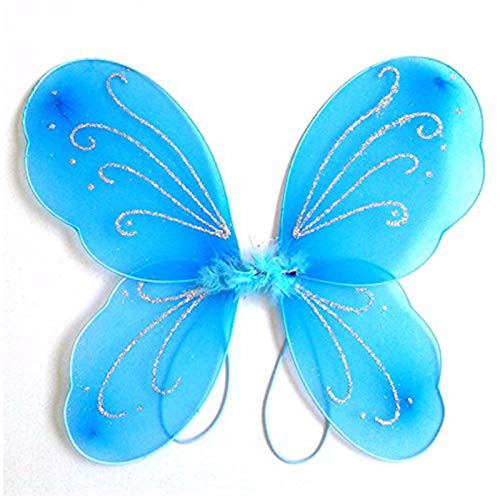 Yuxi Toddler Butterfly Wings Blue Dress Up Fairy Wings for Little Girls Halloween Angel Wings Costume Accessories-Blue-