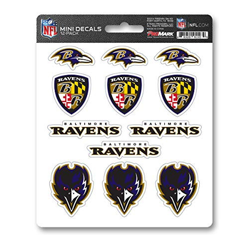 FANMATS ProMark NFL Baltimore Ravens DecalDecal Set Mini 12 Pack  Team Colors  One Size