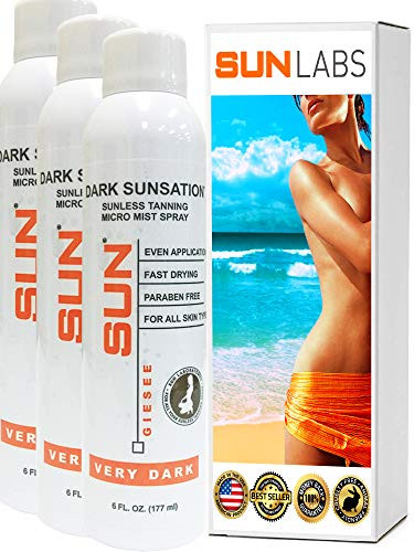 Self Tanning Spray Very Dark Micro-Mist Spray, At Home Airbrush Spray Tan 3-Pack - Natural Sunless Airbrush, Body and Face for Bronzing and Golden Tan - Very Dark Sunless Bronzer (Packaging May Very)