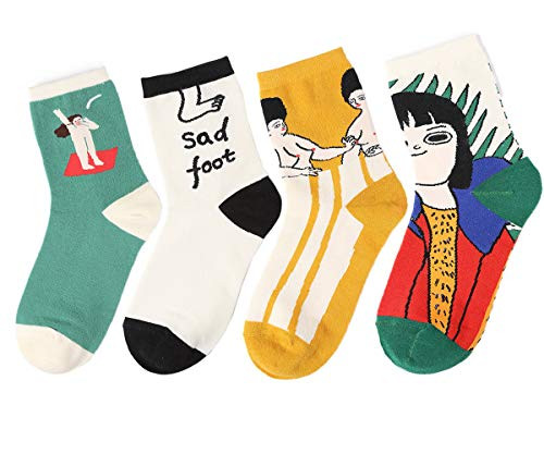 Women s Casual Socks Cute novelty Cotton Crew Socks Fun Patterned Dress Socks Colorful Cartoon Funny Art Socks