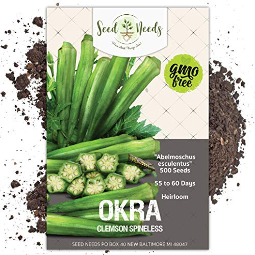 Seed Needs  Clemson Spineless Okra -Abelmoscgus esculentus- BULK Package of 500 Seeds