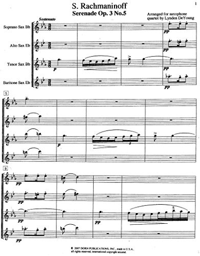 Serenade Op.3 No.5 for Saxophone Quartet by Sergei Rachmaninoff