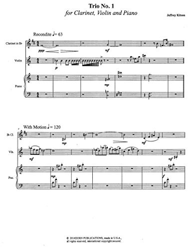 Trio No.1 for Clarinet  Violin and Piano by Jeffrey Kitson