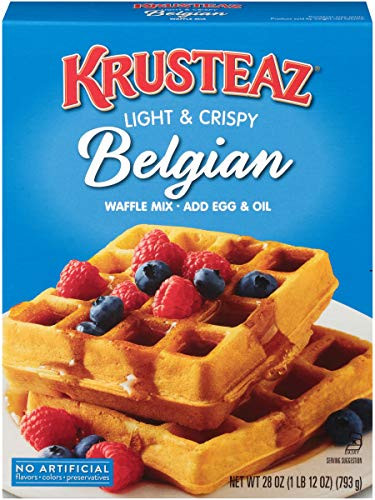 Krusteaz Light  and  Crispy Belgian Waffle Mix - No Artificial Flavors  Colors  or Preservatives - 28 OZ -Pack of 6-