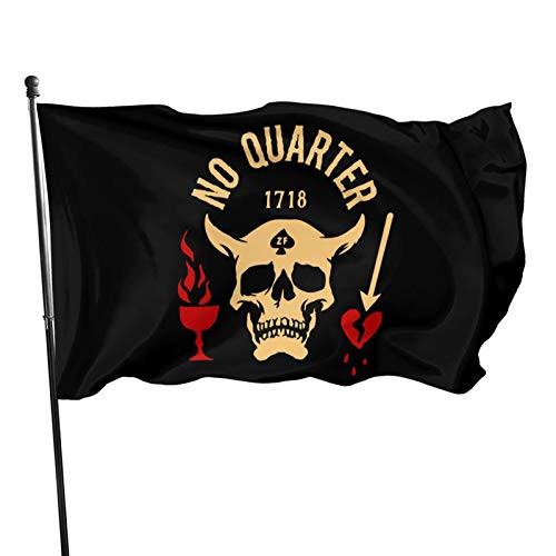Shiwangchengqumen Blackbeard No Quarter 1718 Pirate Skull1 Flag Indoors Outdoors Garden Flag Uv Fade Resistant Flag 3x5 Feet Banner