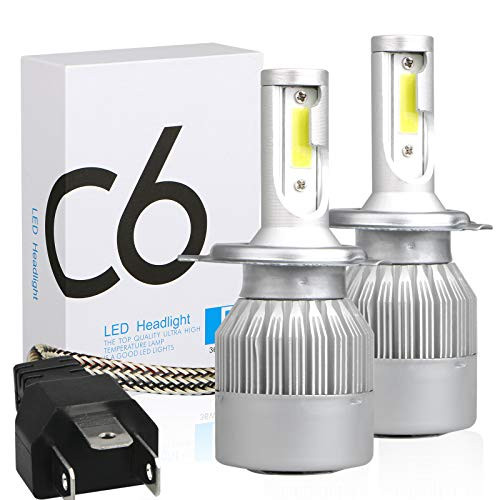 9003 H4 HB2 LED Headlight Bulbs, 2Pcs 6500K Cool White LED Headlight Fog Light Replacement Cree Bulbs 36W 3800LM Conversion Kits
