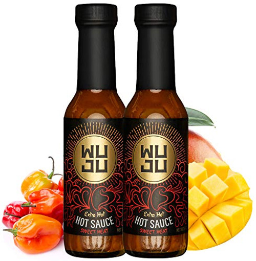 WUJU Extra Hot Sauce - Agave Based Hot Pepper Sauce - All-Natural Habanero Hot Sauce With Diverse Ingredients - Gourmet Hot Sauce - Hot Hot Sauce Low Sodium No Preservatives - 2 x 5 Ounces WUJU Extra Hot Sauce - Agave Based Hot Pepper Sauce - All-Natural Habanero Hot Sauce With Diverse Ingredients - Gourmet Hot Sauce - Hot Hot Sauce Low Sodium No Preservatives - 2 x 5 Ounces