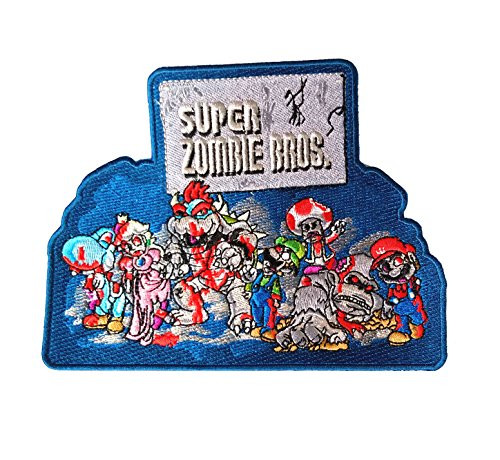 Super Zombie Brothers  Classic Video Game Parody - Iron on Embroidered Patch Applique