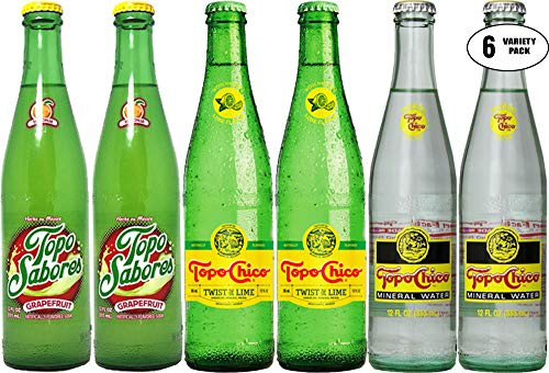 Topo Chico Mineral Water  Twist of Lime  Grapefruit Variety Pack  12 Fl Oz Glass Bottle -Pack of 6  Total of 72 Fl Oz-