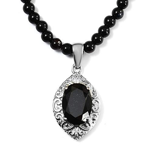 Shop LC Delivering Joy Black Tourmaline Pendant with Quartsite Bead Necklace 20 inch in Stainless Steel