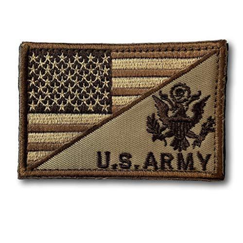 U.S. Army   American Flag Military Morale Patch with Hook  and  Loop -Desert Coyote Brown  2 inch x 3 inch-