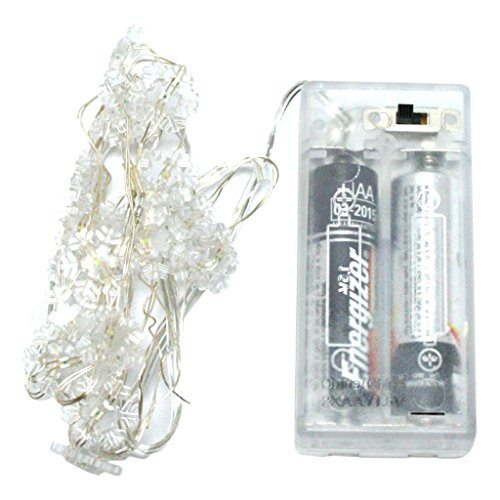 Gerson 07254 - 20 Light 3.3  Silver Wire Cool White Battery Operated LED Micro Miniature Acrylic Snowflake Christmas Light String Set -Batteries Not Included-
