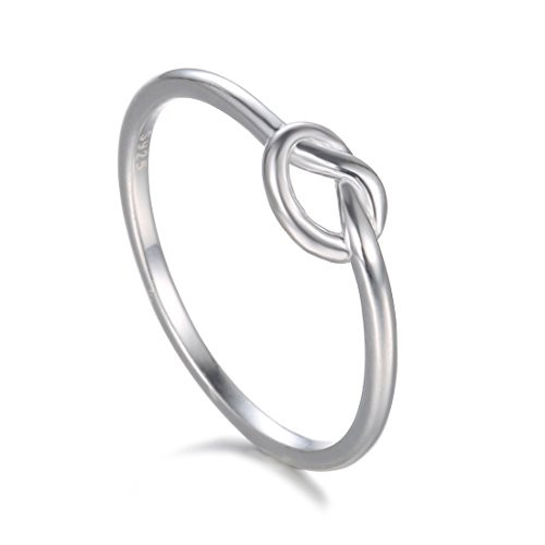 925 Sterling Silver Ring?BoRuo Love Knot Promiss Friendship High Polish Comfort Fit Band Ring Size 4.5