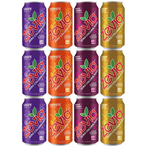 ZEVIA SODA variety -12 pack- Grape  Orange  Black Cherry  Cream Soda  Refreshing Tasty and Naturally Sweetened