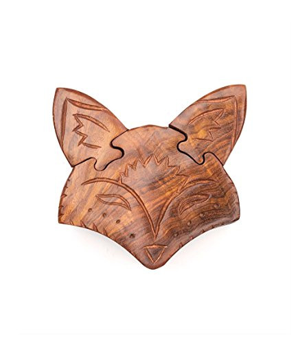 Handmade Wooden Fox Puzzle Box/Jewelry Box/Stash Box/Brain Teaser with Secret Compartment