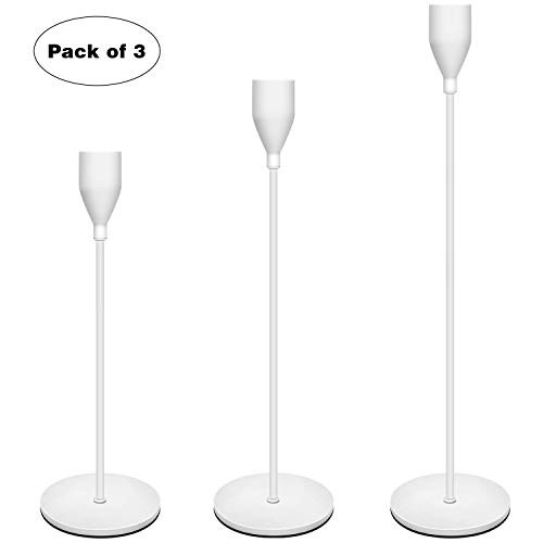 Taper Candle Holders White Table Decorative Candlestick Holder for Wedding Dinning Party Candle Holders for Taper Candles Metal Candle Stand Fits 3 4 Inch Slim Candles  and  Led Candles -Pure White-