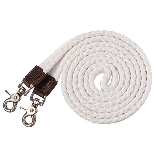 Tough-1 Braided Flat Cotton Roping Rein White